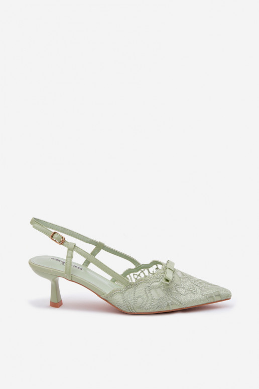 Sandales à lacets Féminin Activé obcasie avec des rubans couleur verte Il fautribelle