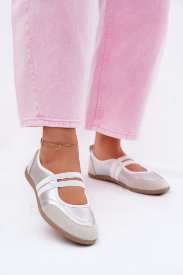 Ballerines Style sportifElastycznymi Paskami couleur argent Donatella 2