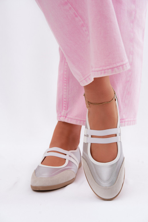 Ballerines Style sportifElastycznymi Paskami couleur argent Donatella