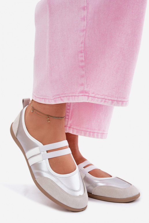 Ballerines Style sportifElastycznymi Paskami couleur argent Donatella