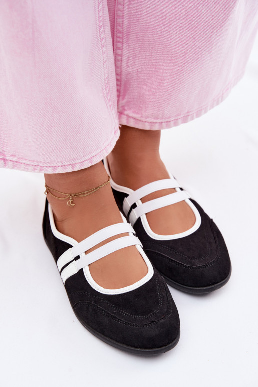 Ballerines Style sportifElastycznymi Paskami couleur noire Donatella