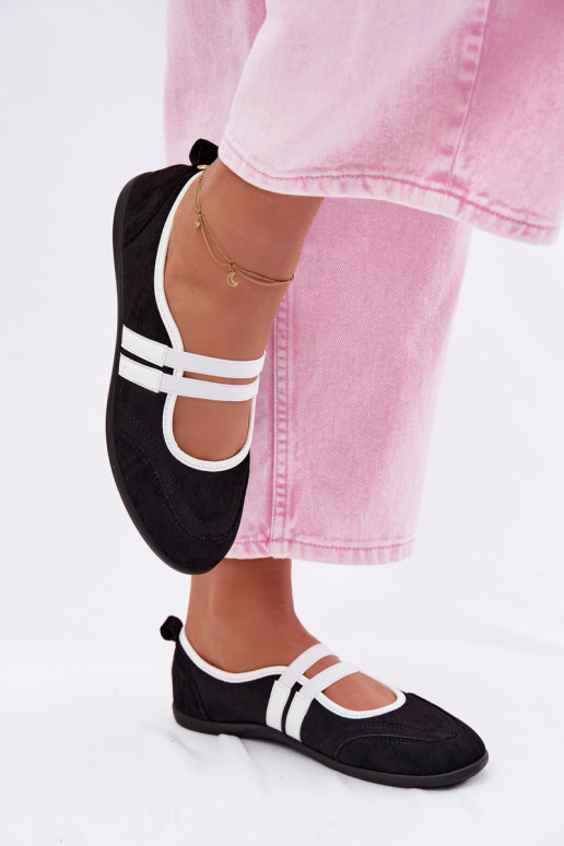 Ballerines Style sportifElastycznymi Paskami couleur noire Donatella