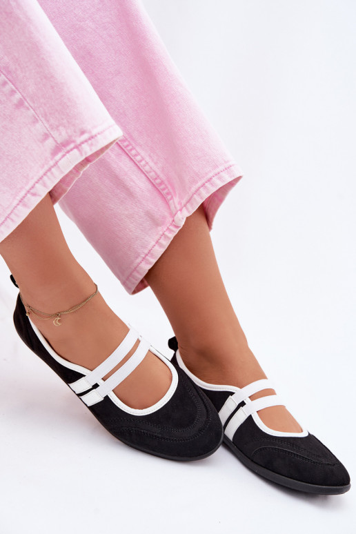 Ballerines Style sportifElastycznymi Paskami couleur noire Donatella