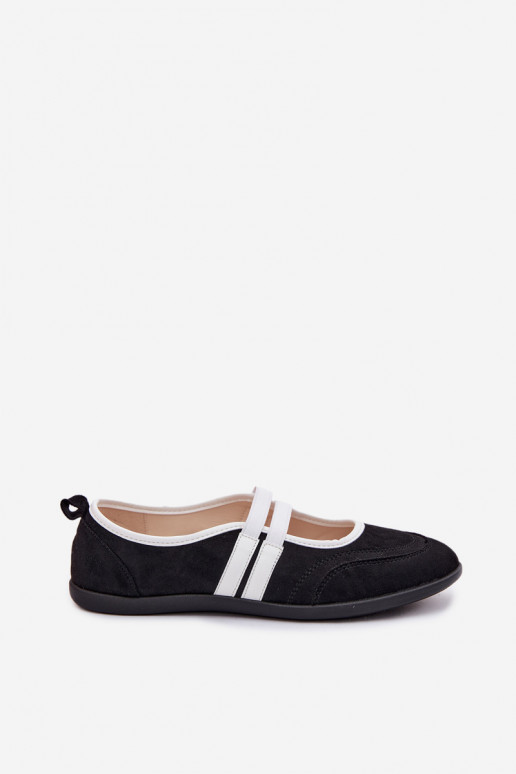 Ballerines Style sportifElastycznymi Paskami couleur noire Donatella