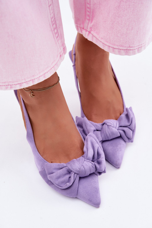 Sandales pour femmes violettes à talons fins et rubans Petrella
