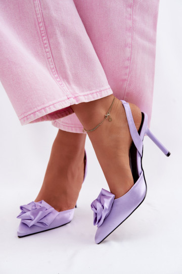 Sandales pour femmes violettes à talons fins et finition satinée Irina