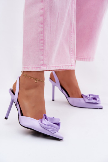 Sandales pour femmes violettes à talons fins et finition satinée Irina 2