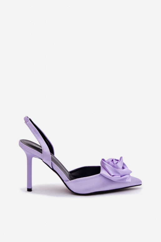 Sandales pour femmes violettes à talons fins et finition satinée Irina
