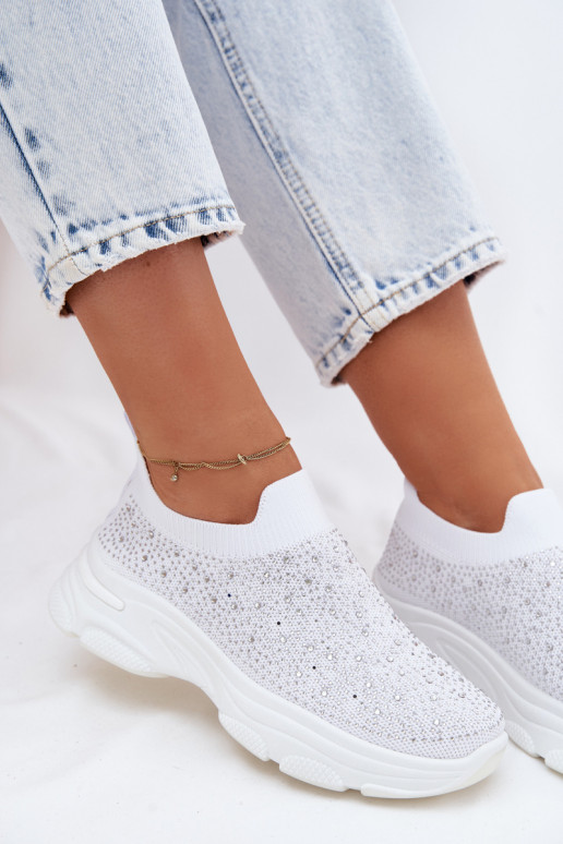  Un modèle convaincant baskets Féminin Avec décoration couleur blanche Melorae