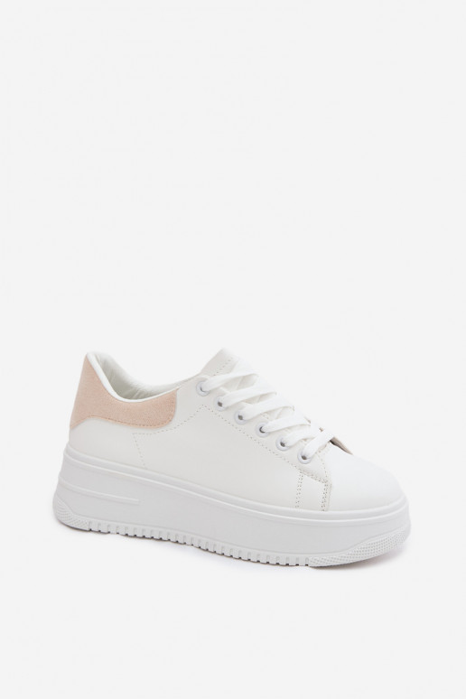 Chaussures modèle baskets Féminin avec une plateformeImitacji Skóry Blanc-beige Calinae