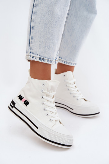 Baskets blanches montantes avec plateforme Liline 2