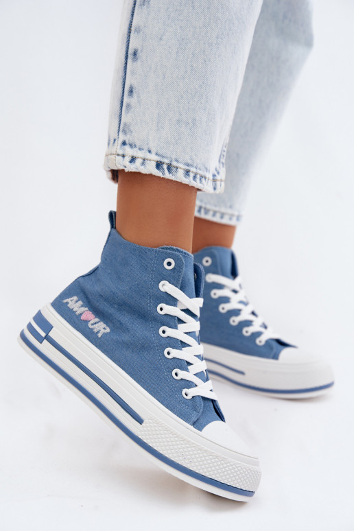 Baskets bleues montantes avec plateforme Liline