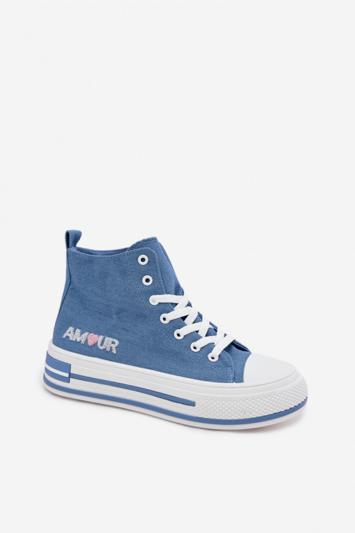 Baskets bleues montantes avec plateforme Liline
