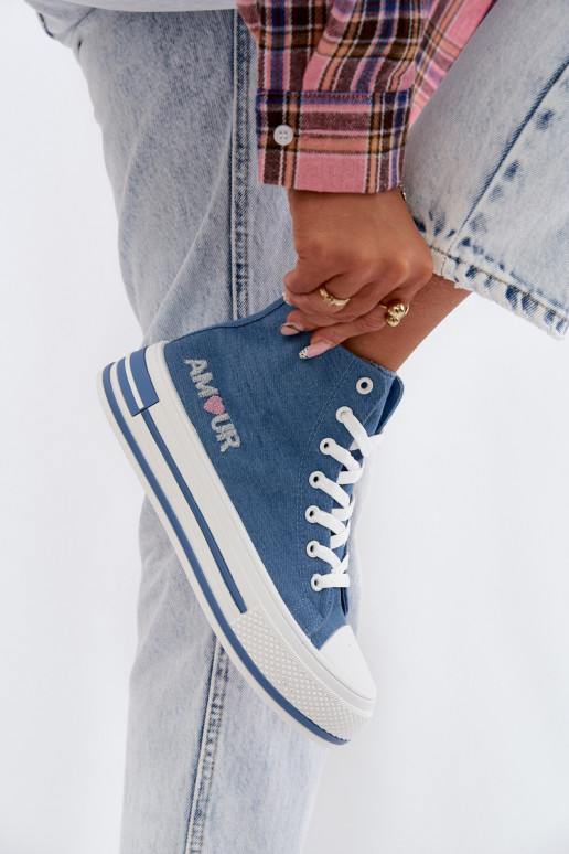 Baskets bleues montantes avec plateforme Liline