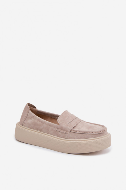 MocassinsActivéturalnego en daimu avec une plateforme Vinceza 79594 beige
