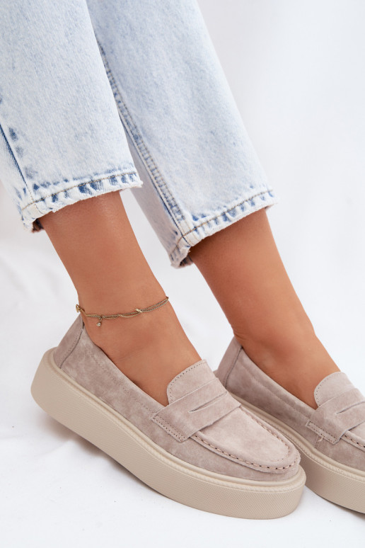 MocassinsActivéturalnego en daimu avec une plateforme Vinceza 79594 beige