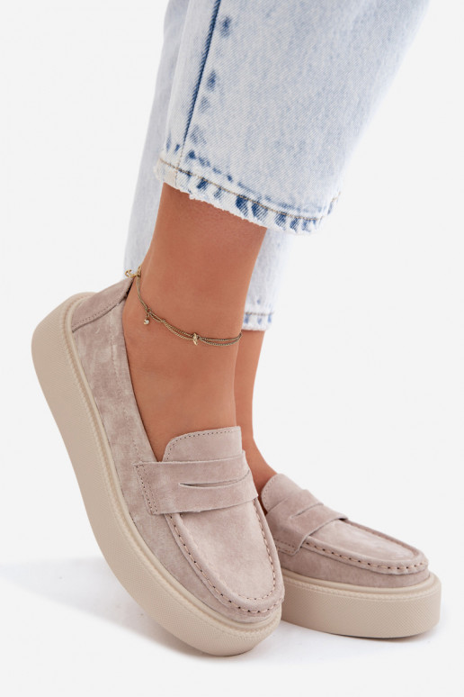 MocassinsActivéturalnego en daimu avec une plateforme Vinceza 79594 beige