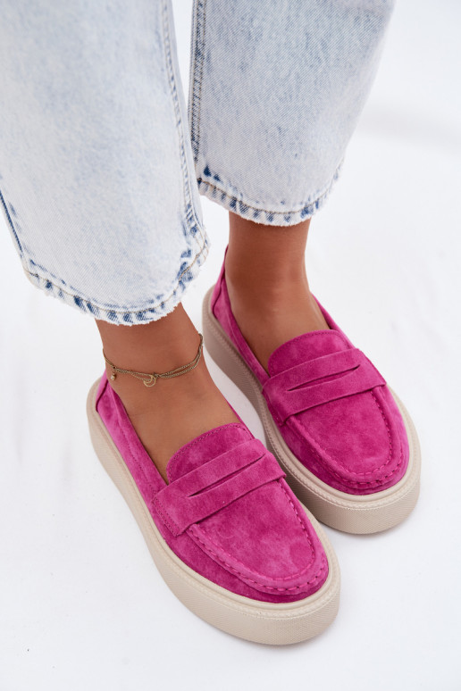 Mocassins en faux daim rose sur plateforme Vinceza 79594