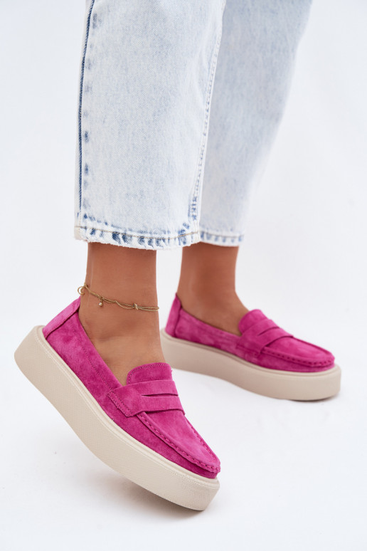 Mocassins en faux daim rose sur plateforme Vinceza 79594