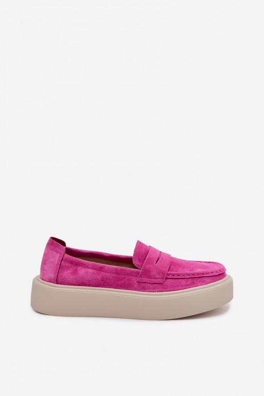 Mocassins en faux daim rose sur plateforme Vinceza 79594
