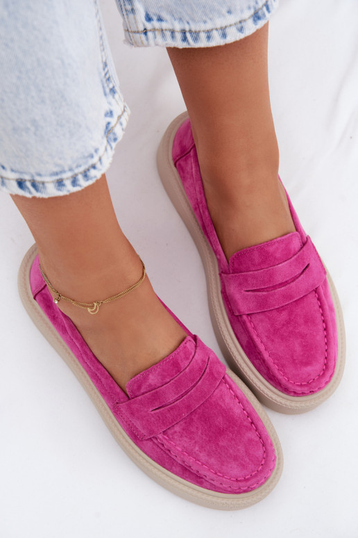 Mocassins en faux daim rose sur plateforme Vinceza 79594