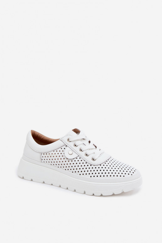 Chaussures en cuir perforé blanches pour femmes Vinceza 79629