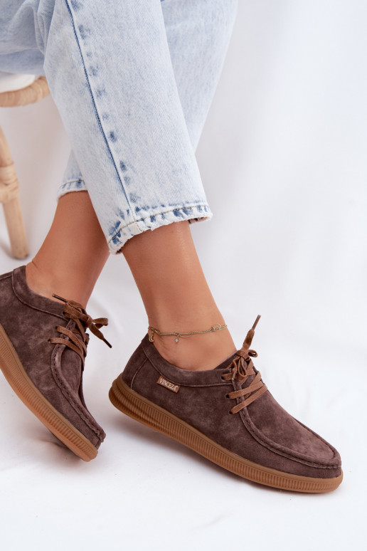 Chaussures en faux daim marron Vinceza 95391