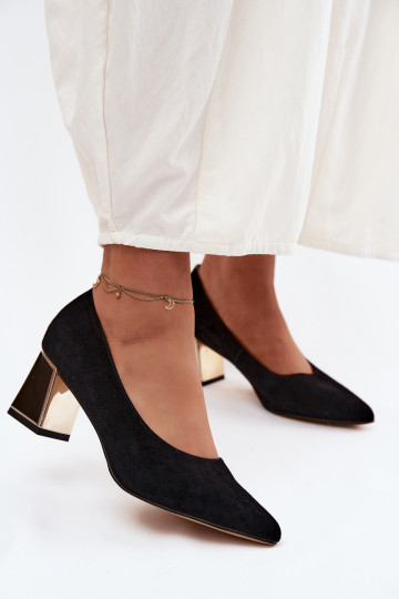 ChaussuresActivéturalnego en daimu avec des talons Vinceza 66921 couleur noire 2