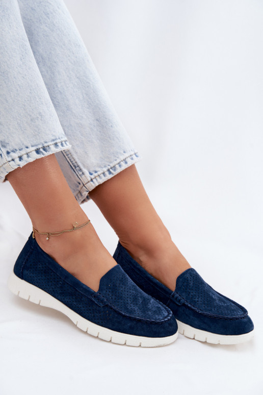 Mocassins en faux daim bleu foncé pour femmes Vinceza 95360