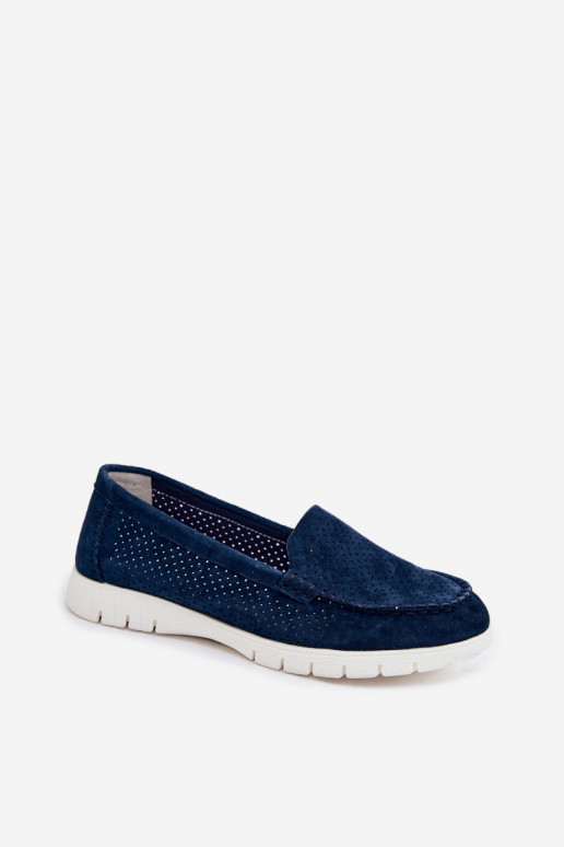 Mocassins en faux daim bleu foncé pour femmes Vinceza 95360