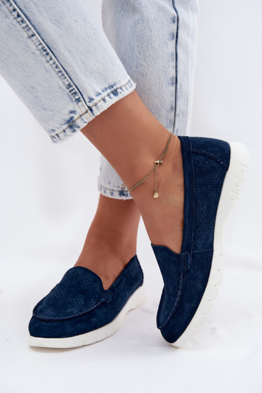 Mocassins en faux daim bleu foncé pour femmes Vinceza 95360