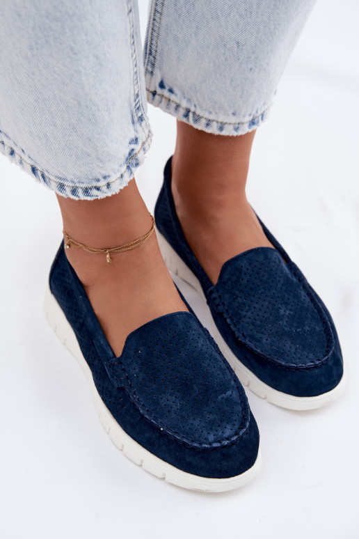 mocassins pour femmesActivéturalnego en daimu Vinceza 95360 bleu foncé