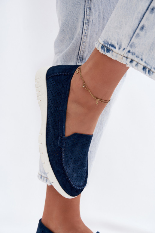 Mocassins en faux daim bleu foncé pour femmes Vinceza 95360