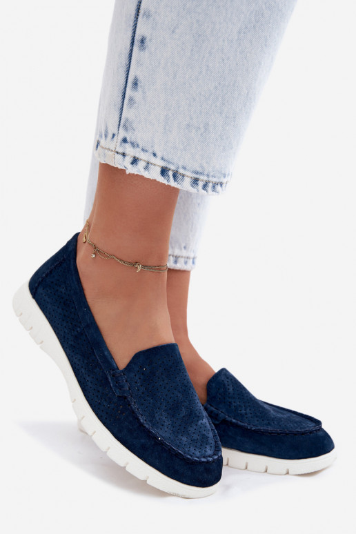 Mocassins en faux daim bleu foncé pour femmes Vinceza 95360
