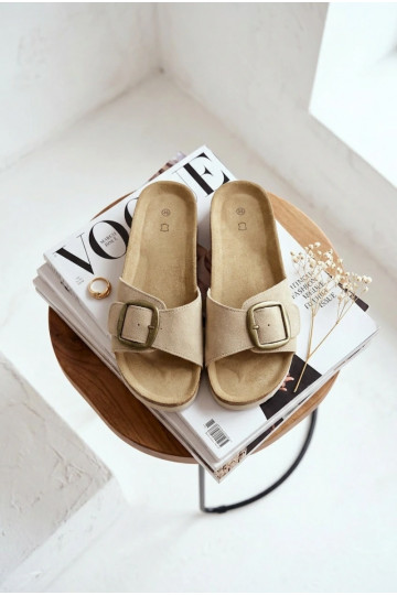 Chaussons en daim sable pour femmes avec boucles Emiline