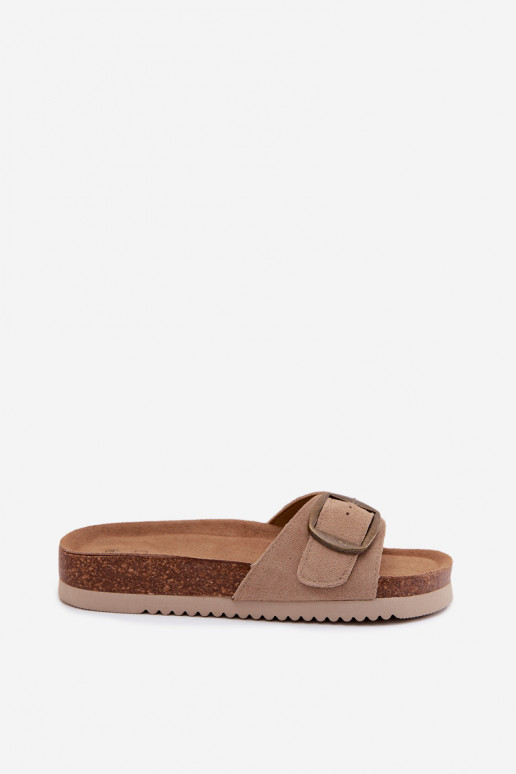 Chaussons en daim sable pour femmes avec boucles Emiline