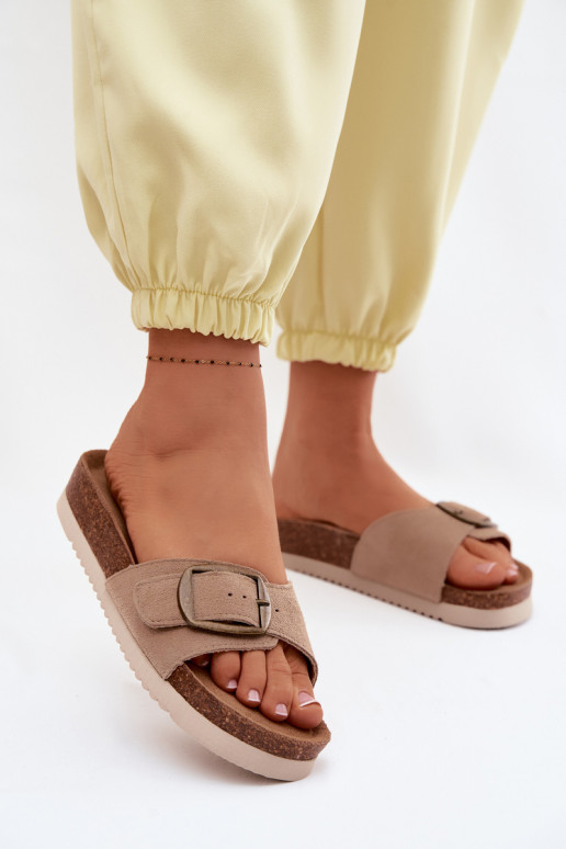 Chaussons en daim sable pour femmes avec boucles Emiline