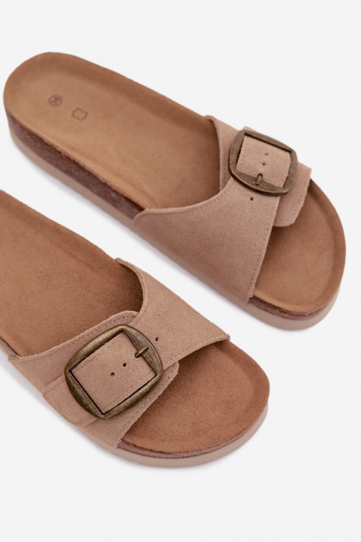 Chaussons en daim sable pour femmes avec boucles Emiline