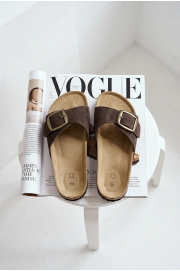 Chaussons femme en daim avec boucles CzekoladoÀe Emiline