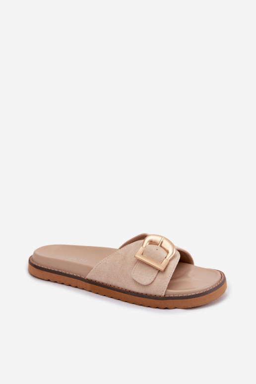 Chaussons en ivoire pour femmes avec boucles dorées Elviane