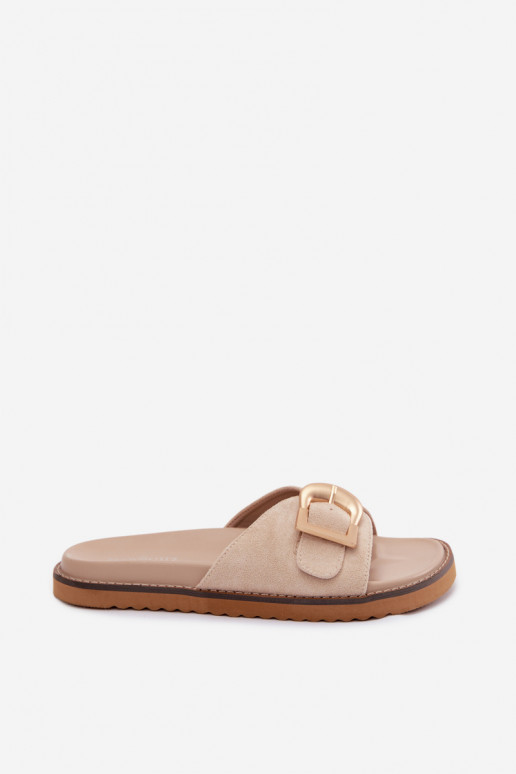 Chaussons en ivoire pour femmes avec boucles dorées Elviane