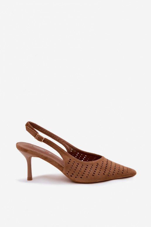 Sandales ajourées Féminin avec des talons finsImitacji en daimu marron Torielle