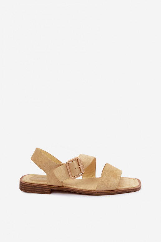 Sandales pour femmes avec des talons larges avec boucles dorées couleur jaune Verissea