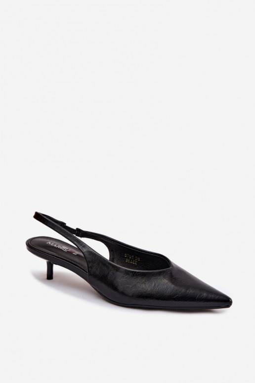 Sandales vernies noires avec des talons en cuir synthétique Averelle