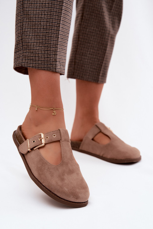 Pantoufles pour femmes MuleImitacji en daimu beige Melvia