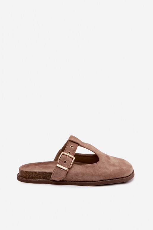 Pantoufles pour femmes MuleImitacji en daimu beige Melvia