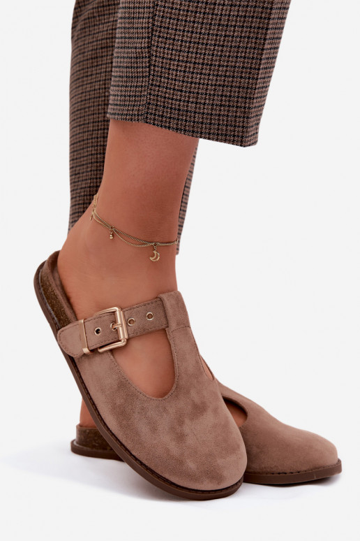 Pantoufles pour femmes MuleImitacji en daimu beige Melvia