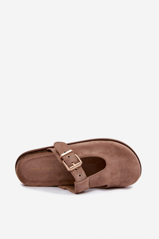 Chaussons pour femmes en daim synthétique couleur sable Melvia