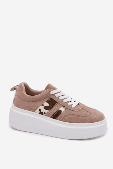 Chaussures modèle baskets Féminin avec une plateformeImitacji en daimu Łaty beige Averin 2