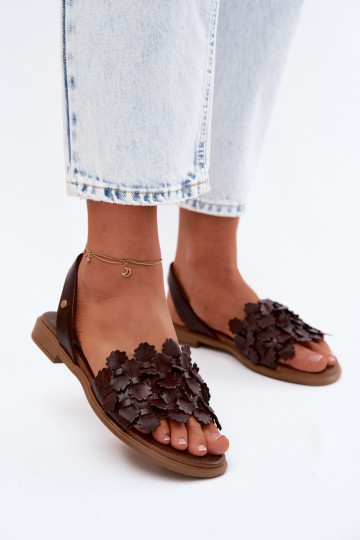 Sandales pour femmes à talons larges Zazoo 40468 en chocolat
